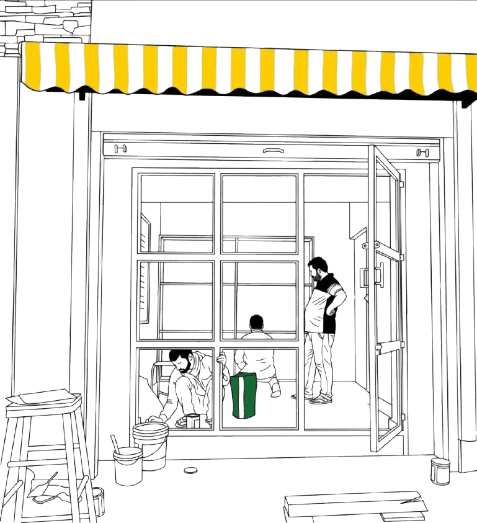 Sketch of the Sravika experience centre storefront